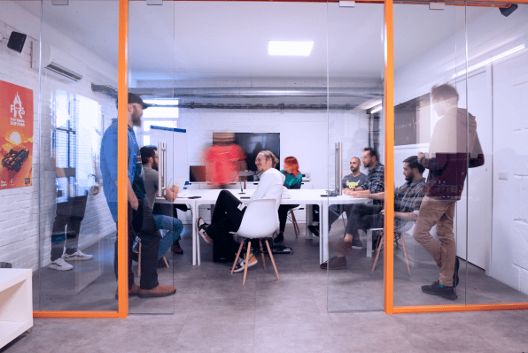 Team at work in the meeting room Team at work in the meeting room